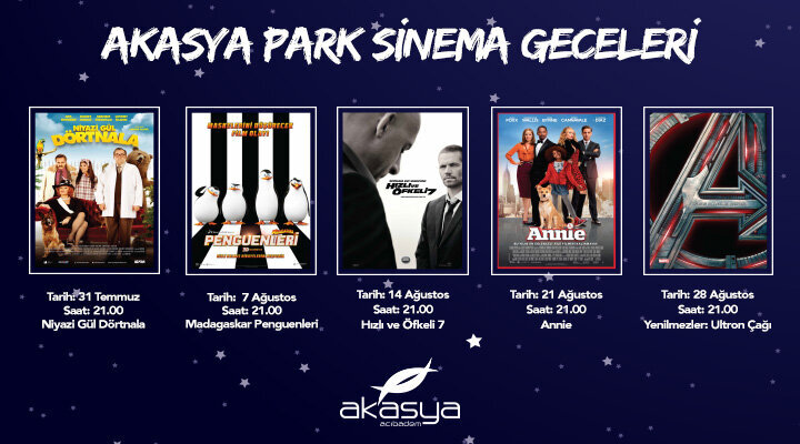Akasya Park’ta Yıldızlar Altında Film Keyfi!