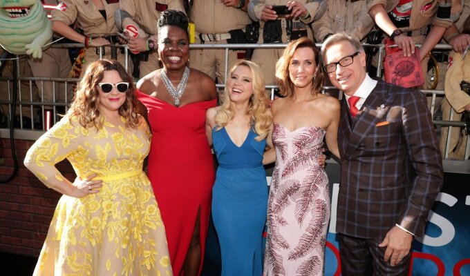 Los Angeles, CA - Saturday, July 9, 2016: Melissa McCarthy, Leslie Jones, Kate McKinnon, Kristen Wiig, and Paul Feig are seen at the Los Angeles Premiere of Columbia Pictures' ÒGhostbustersÓ at TCL Chinese Theatre on Saturday, July 9, 2016, in Los Angeles. (Photo by Eric Charbonneau/Invision for Sony/AP Images)
