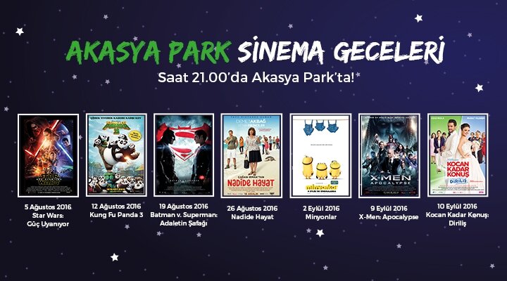 Akasya Park Sinema Geceleri 5 Ağustos’ta Başlıyor!