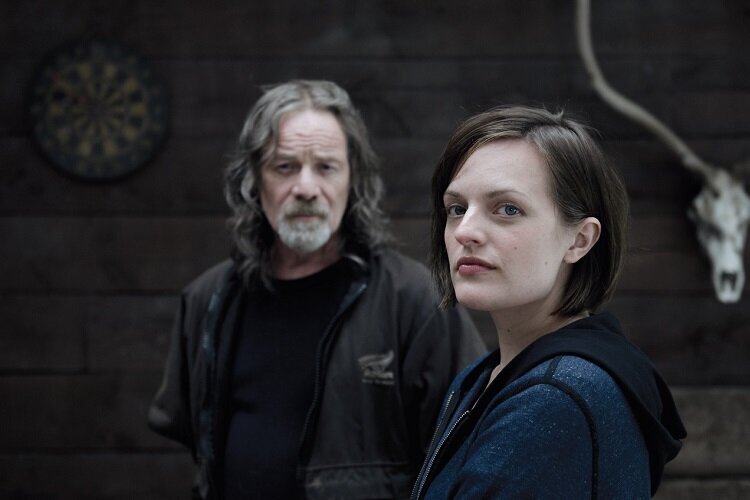 L to R, Peter Mullan and Elisabeth Moss -Sundance Channel original miniseries "Top of the Lake" - Photo Credit: Parisa Taghizadeh