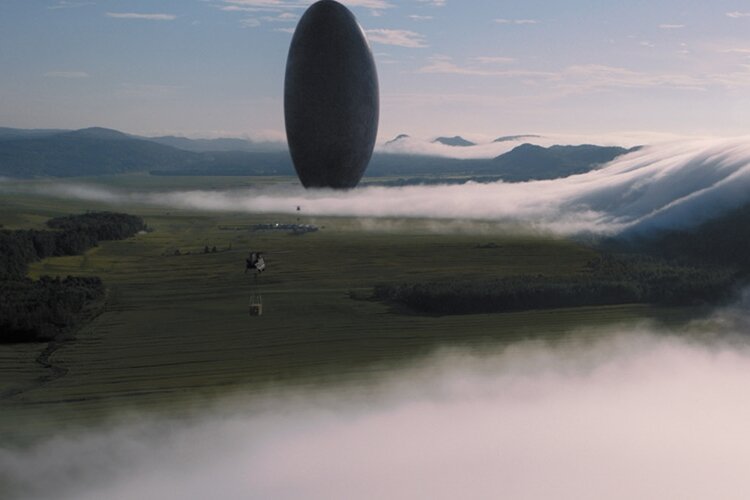 A giant alien spaceship that has landed in Montana in Arrival, Denis Villeneuve’s film adaptation of a story by Ted Chiang