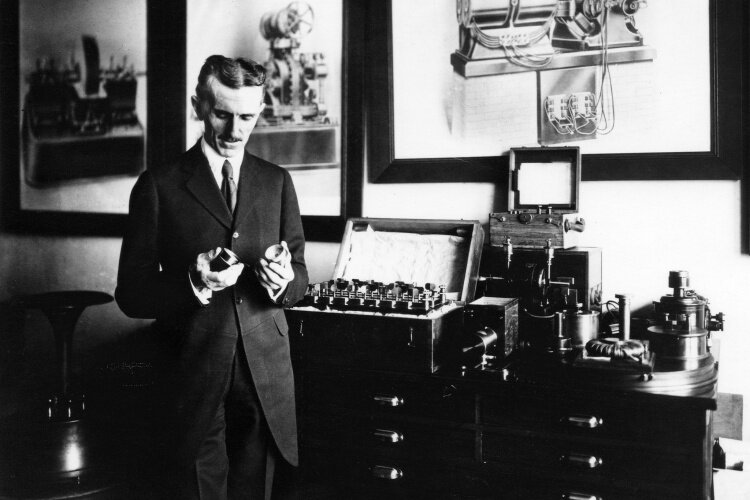 Nikola Tesla, physicist, engineer and inventor of alternating current power, early 1900s